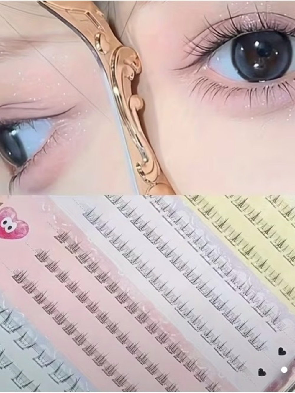 Built in adhesive eyelashes set